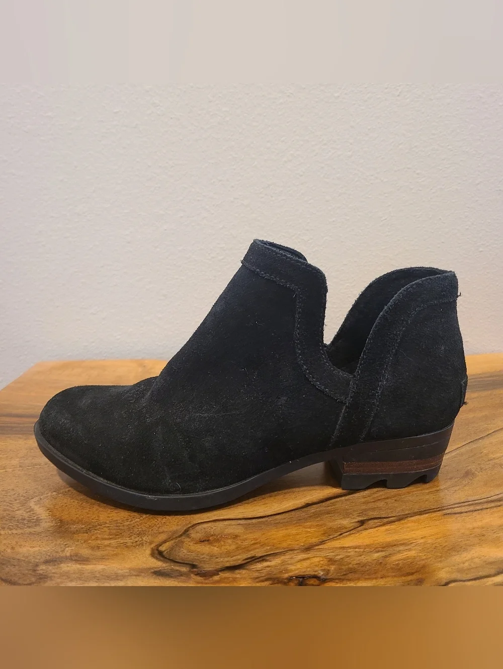 Sorel Lolla Black Suede Cut Out Bootie
